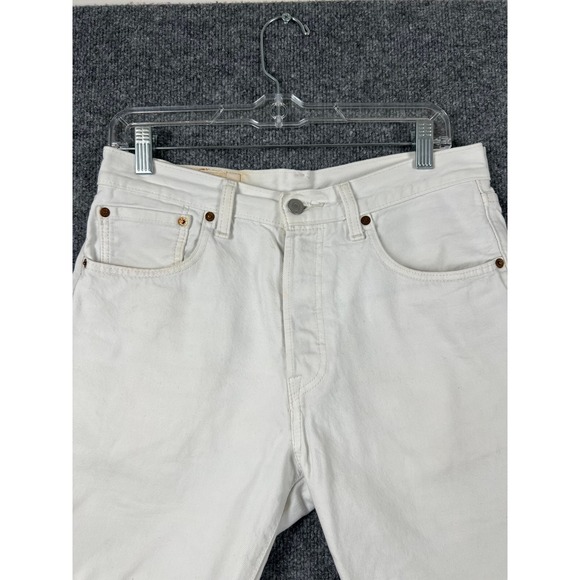 Levi's 501 Shorts Mens Size 30 White Denim Cut Off Raw Hem Summer Casual - Picture 3 of 10